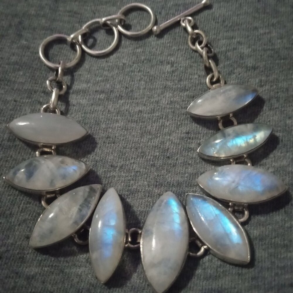 Sterling Silver Rainbow Moonstone Bracelet